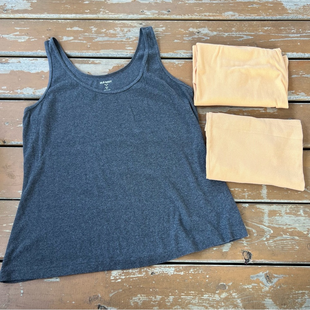 Old Navy Tank Top Lot - 3 Count - Gray & Orange - Size 2X & XXL